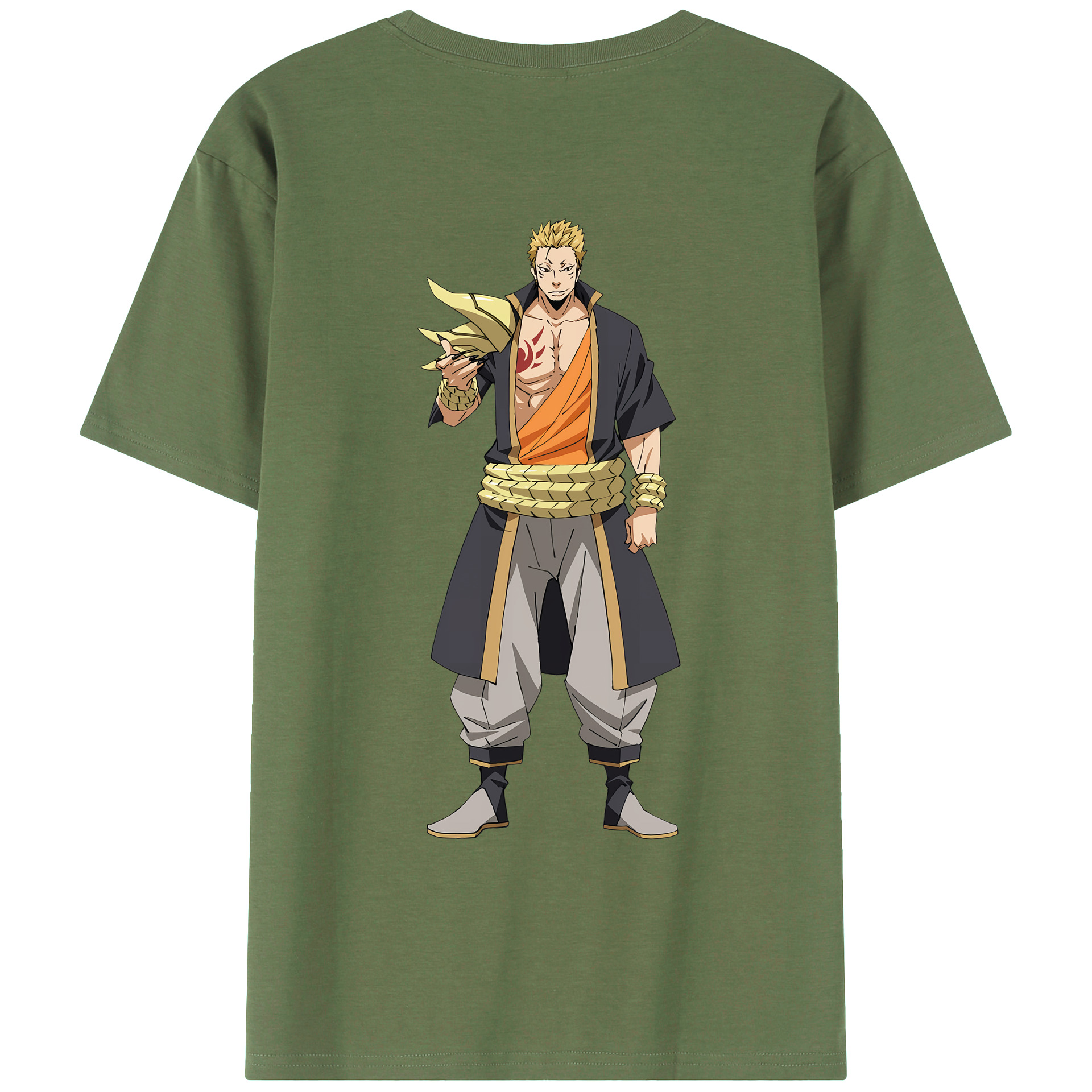 （画像用） 転スラ Regarding Reincarnated to Slime 綿100％ メンズ半袖Tシャツ（バックプリント） 通気性